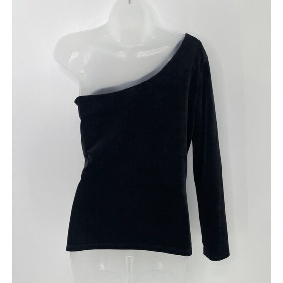 Kaileigh Women’s Single Shoulder Black Fitted Blouse Size Medium Made In‎ USA - Picture 2 of 8